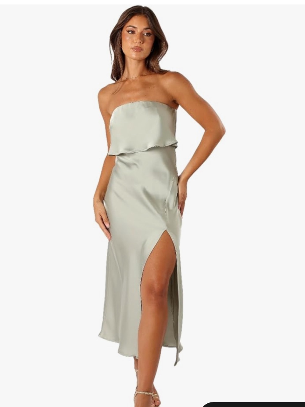 Petal & Pup Vienna Strapless Midi Dress in Sage M- NWT